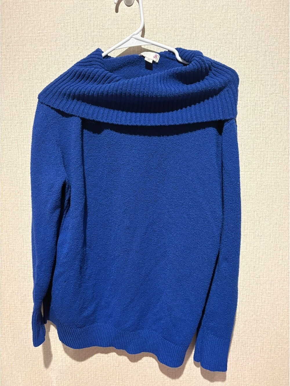 SO Blue Medium Women's Sweater with Wide Ribbed Collar